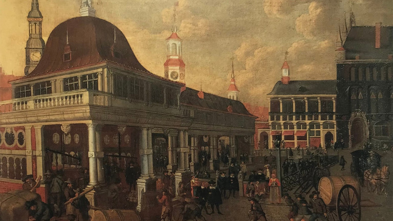 Bild der Hamburger B&ouml;rse um 1680 von Elias Galli